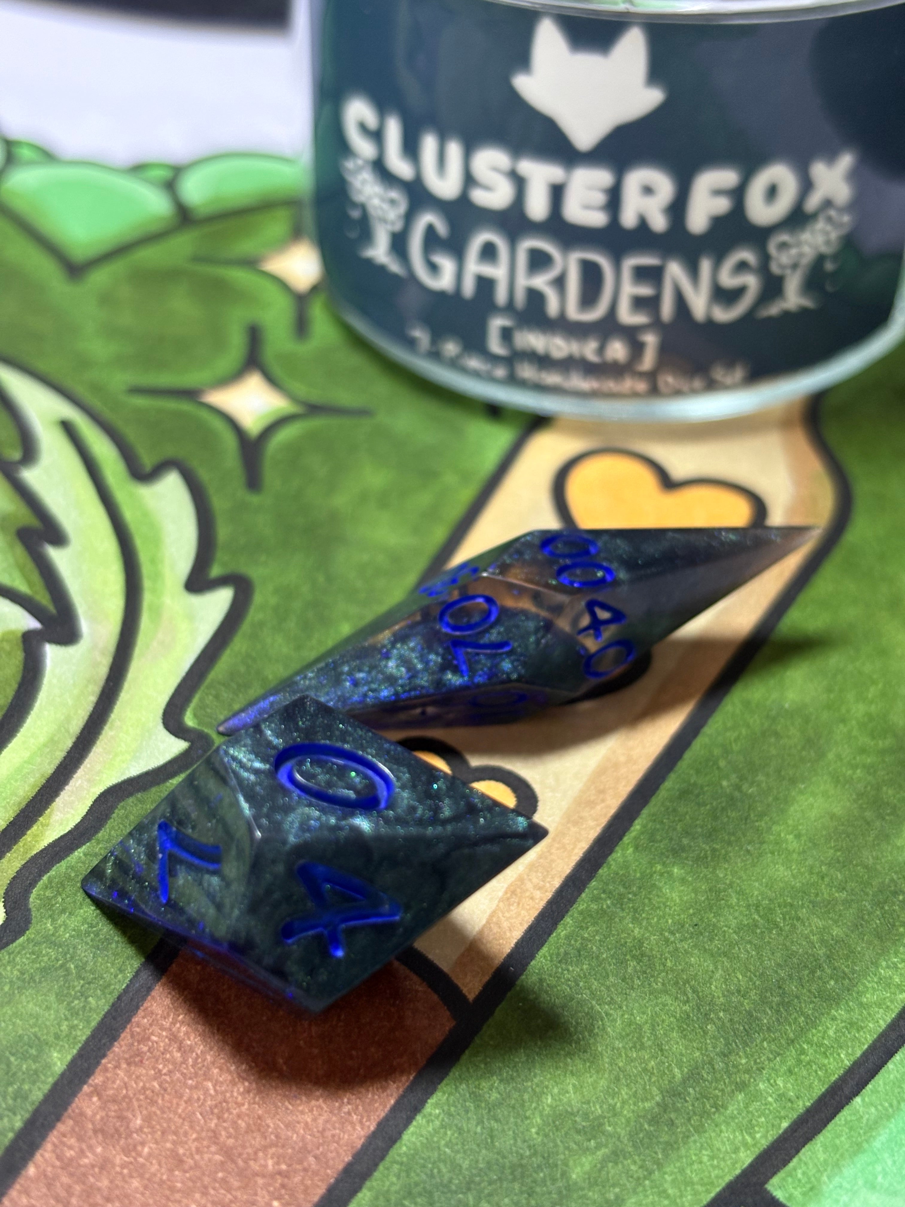 7-Piece TTRPG Dice Set - Clusterfox Gardens Granddaddy Purple