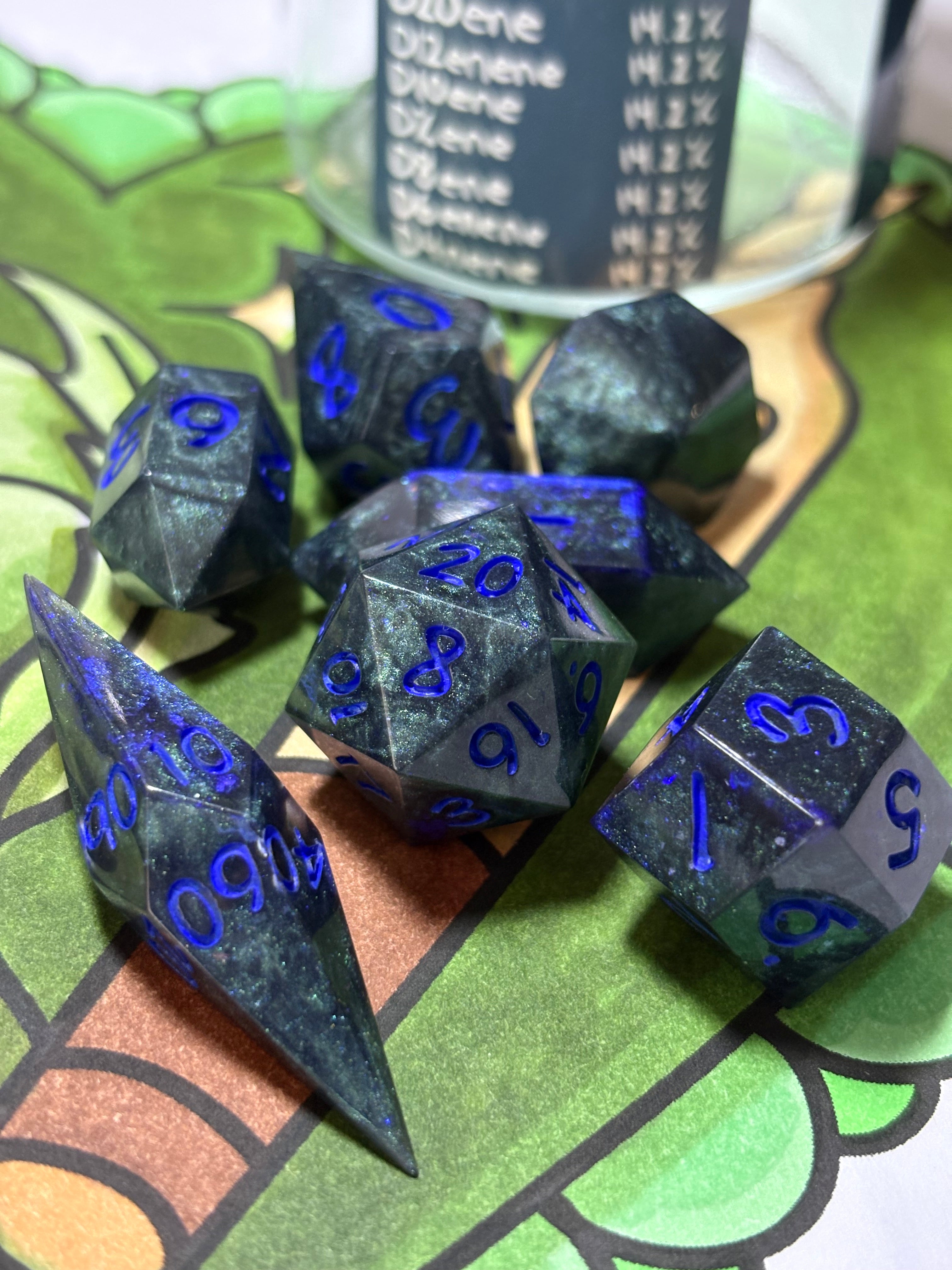 7-Piece TTRPG Dice Set - Clusterfox Gardens Granddaddy Purple