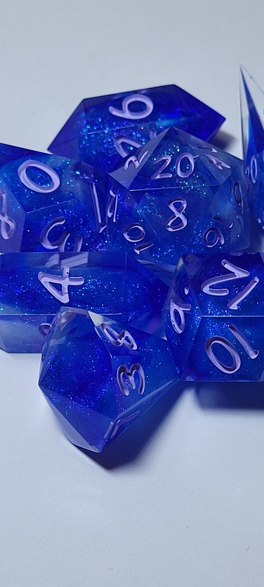 7-Piece TTRPG Dice Set - A Bolder, Bluer Blue (Also Because of Capitalism)