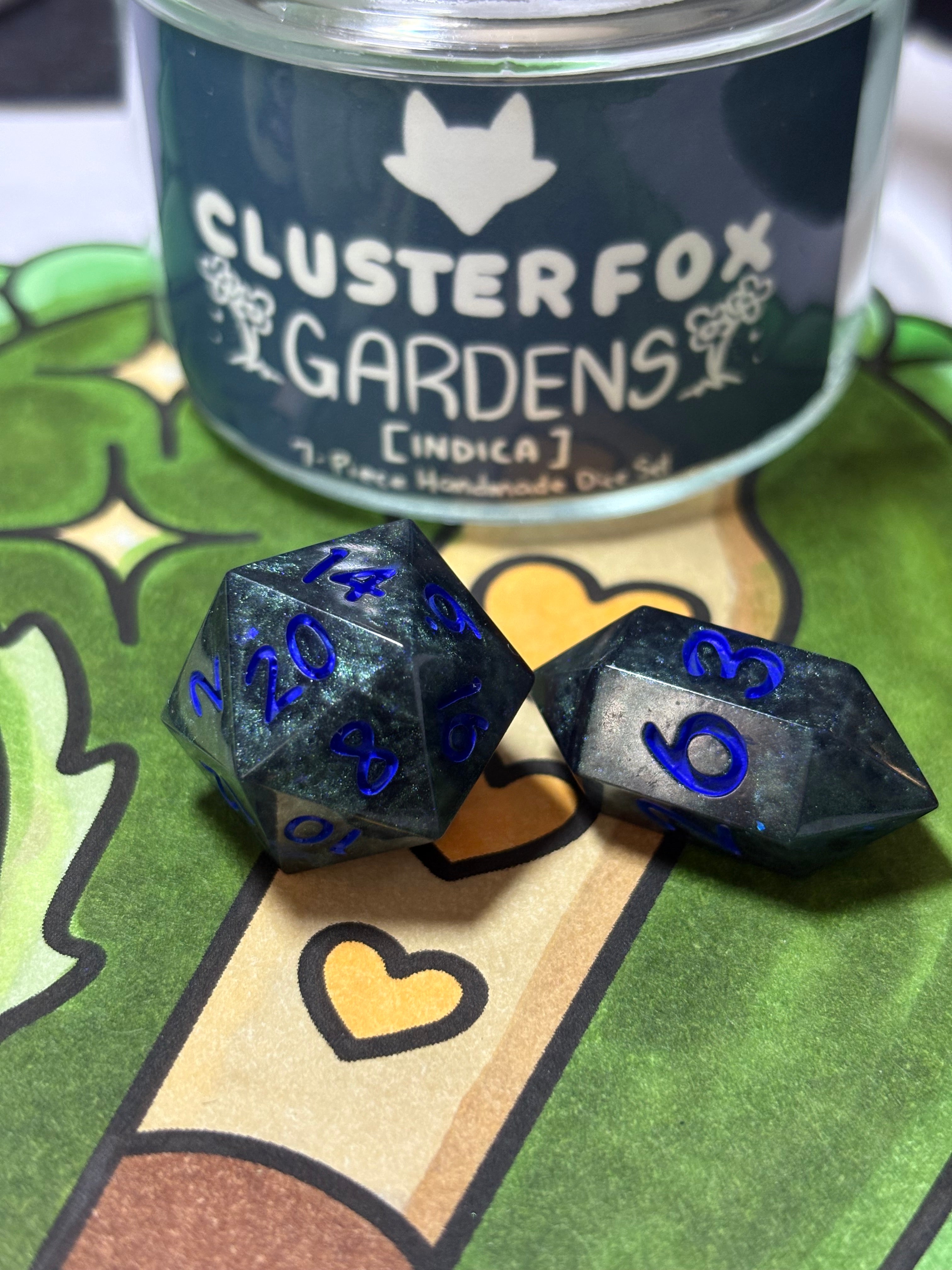 7-Piece TTRPG Dice Set - Clusterfox Gardens Granddaddy Purple