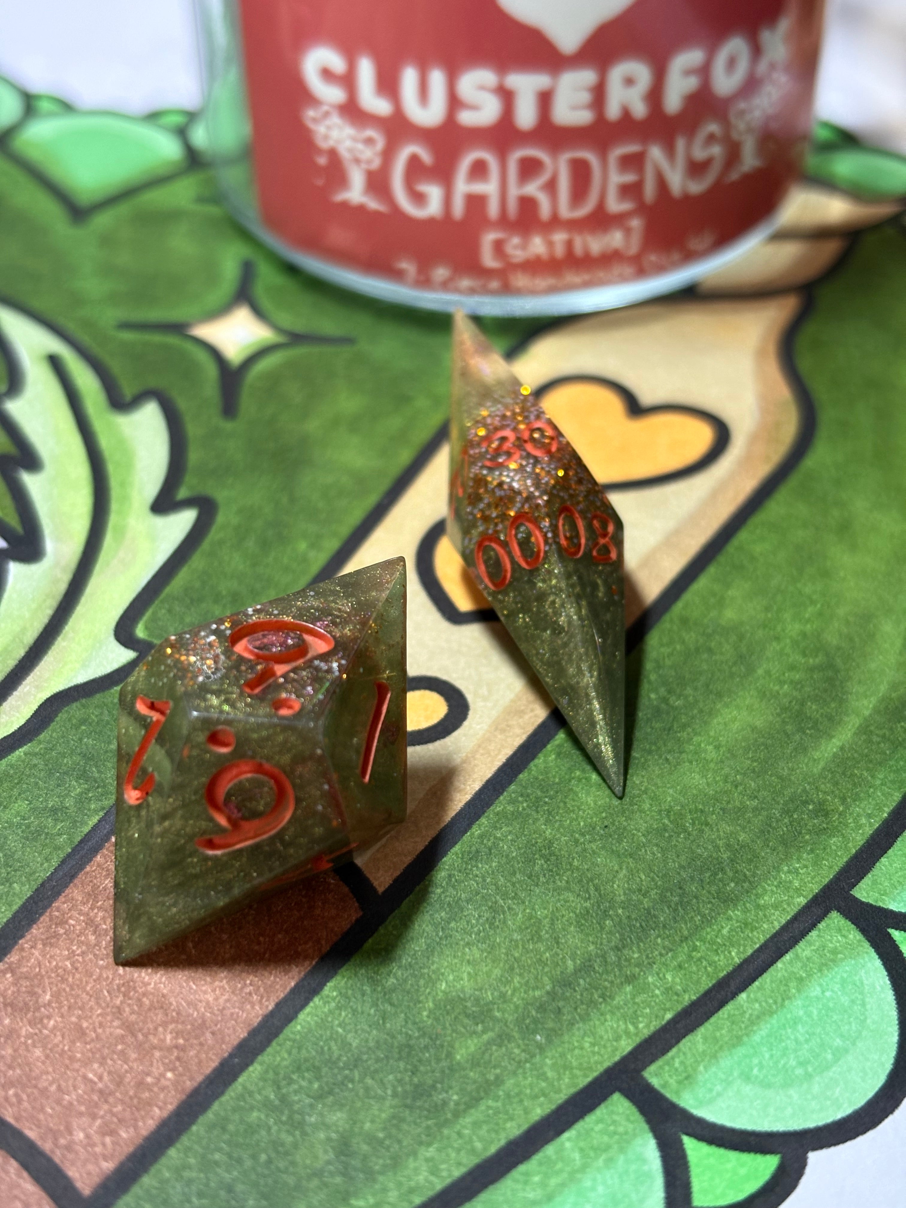 7-Piece TTRPG Dice Set - Clusterfox Gardens Funky Pine