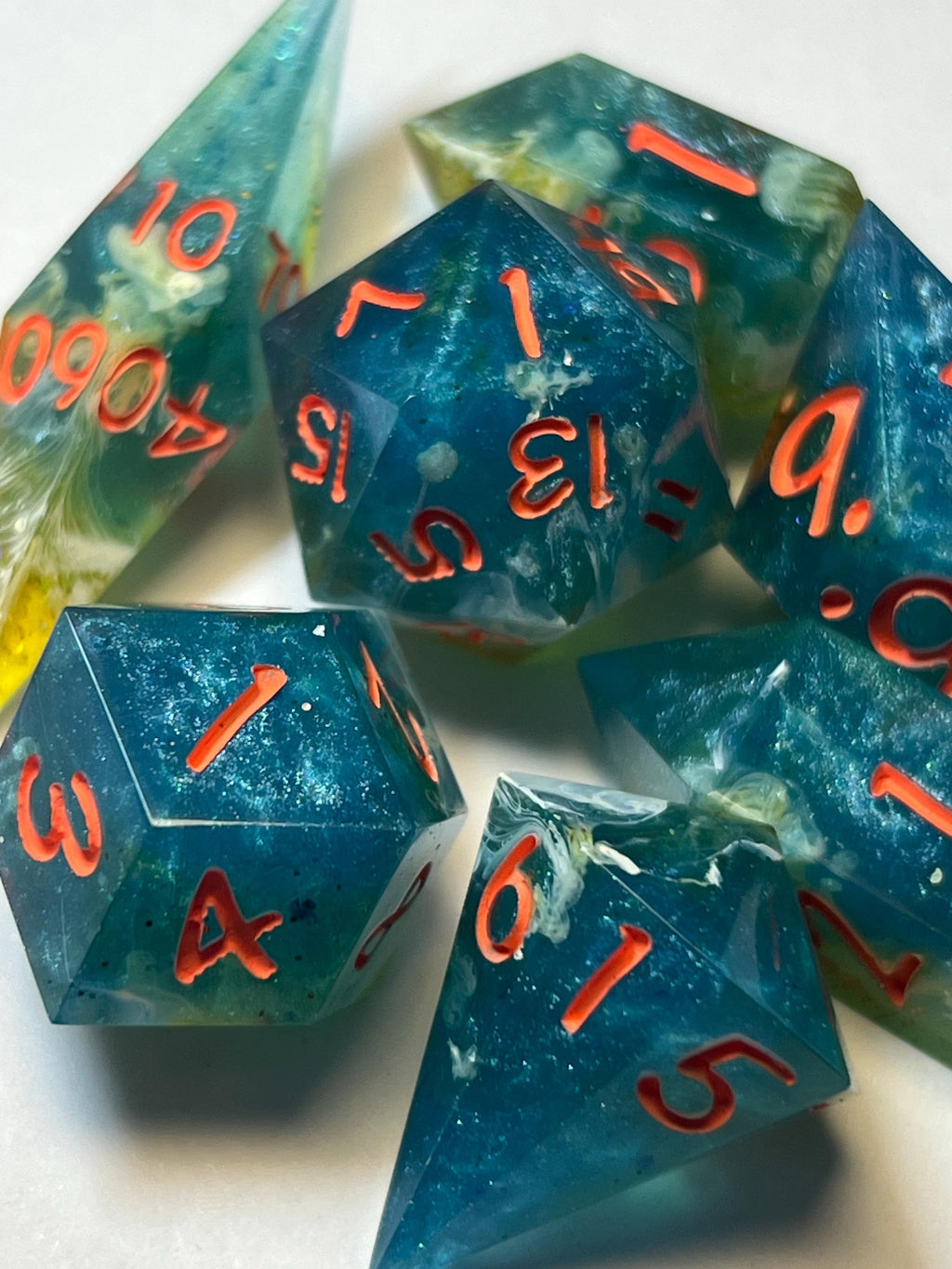 7-Piece TTRPG Dice Set - Tidepool of Drowned Safety Cone
