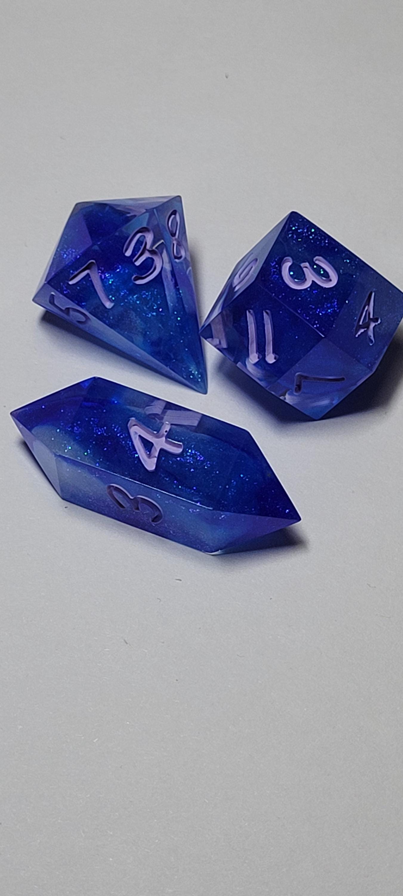7-Piece TTRPG Dice Set - A Bolder, Bluer Blue (Also Because of Capitalism)