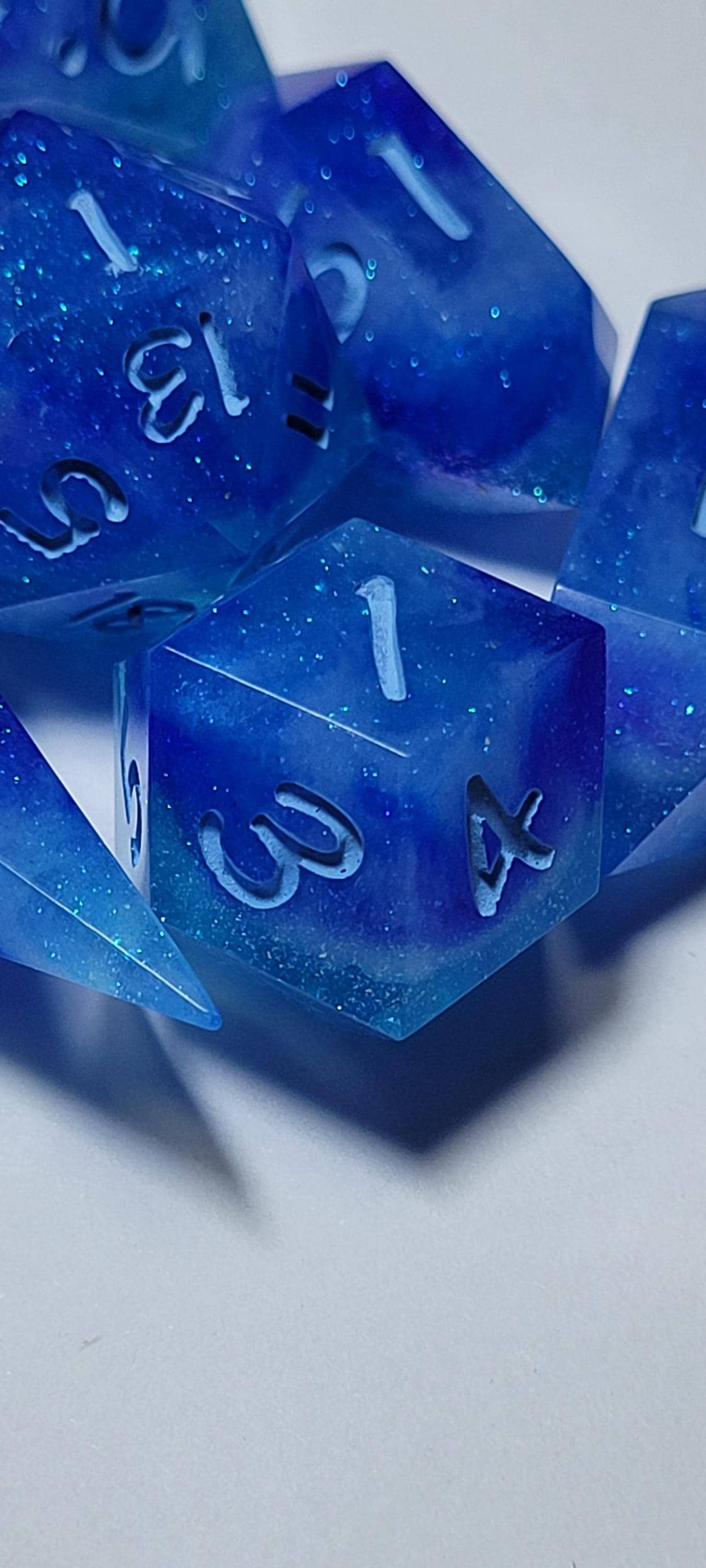 7-Piece TTRPG Dice Set - Just A Little Blue (Because of Capitalism)