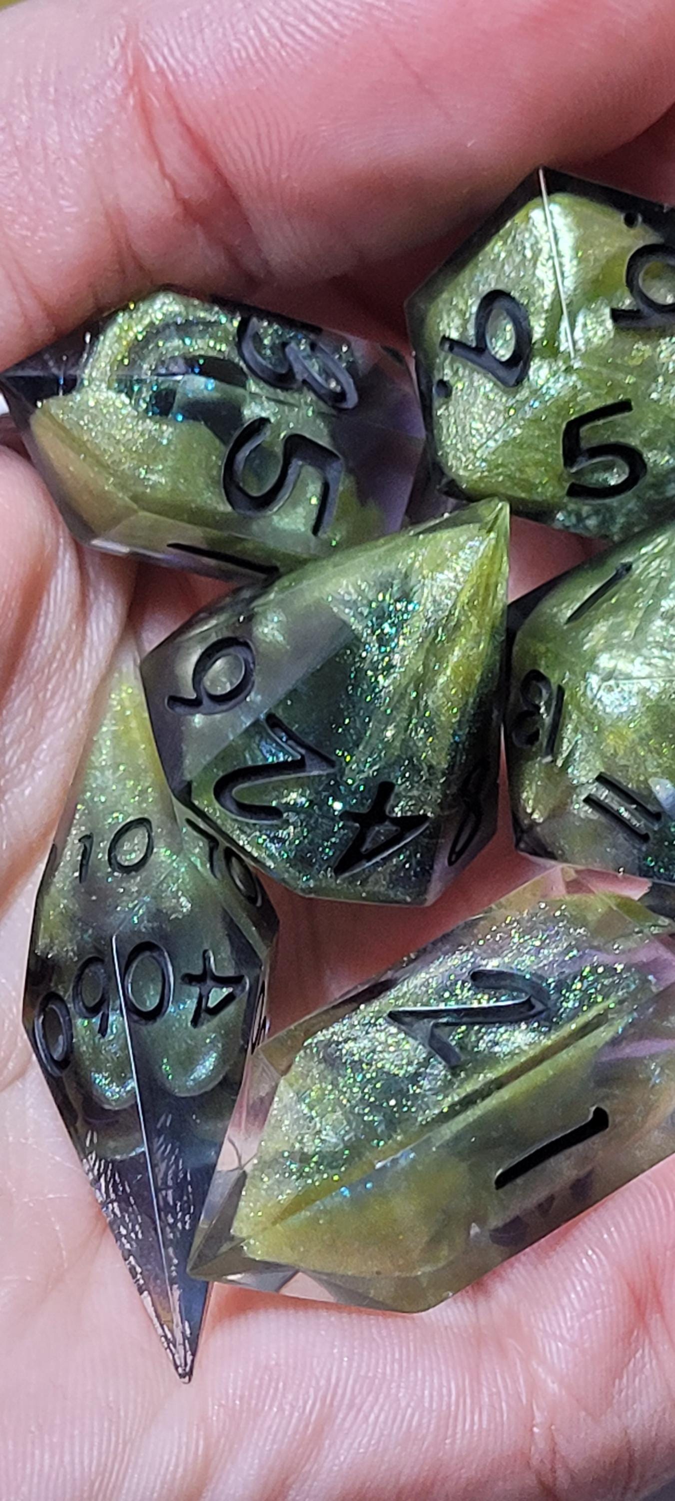 7-Piece TTRPG Dice Set - Natural Glow