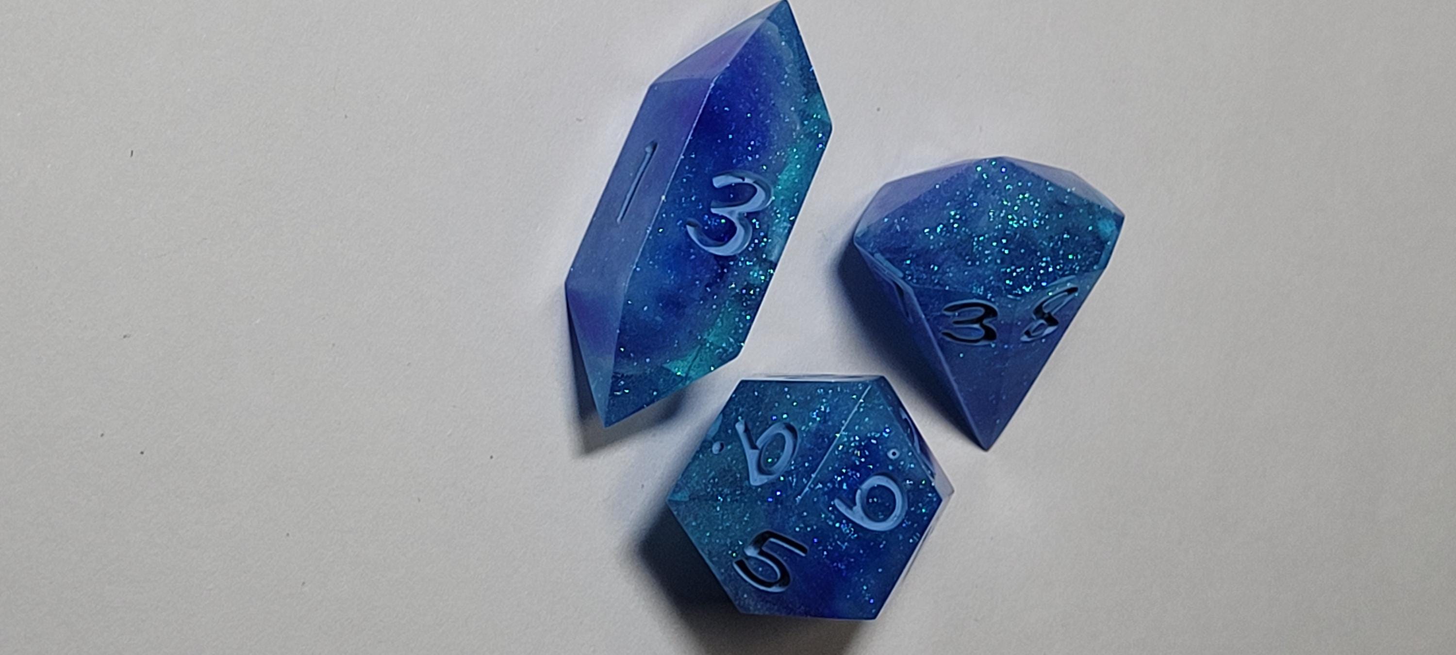 7-Piece TTRPG Dice Set - Just A Little Blue (Because of Capitalism)