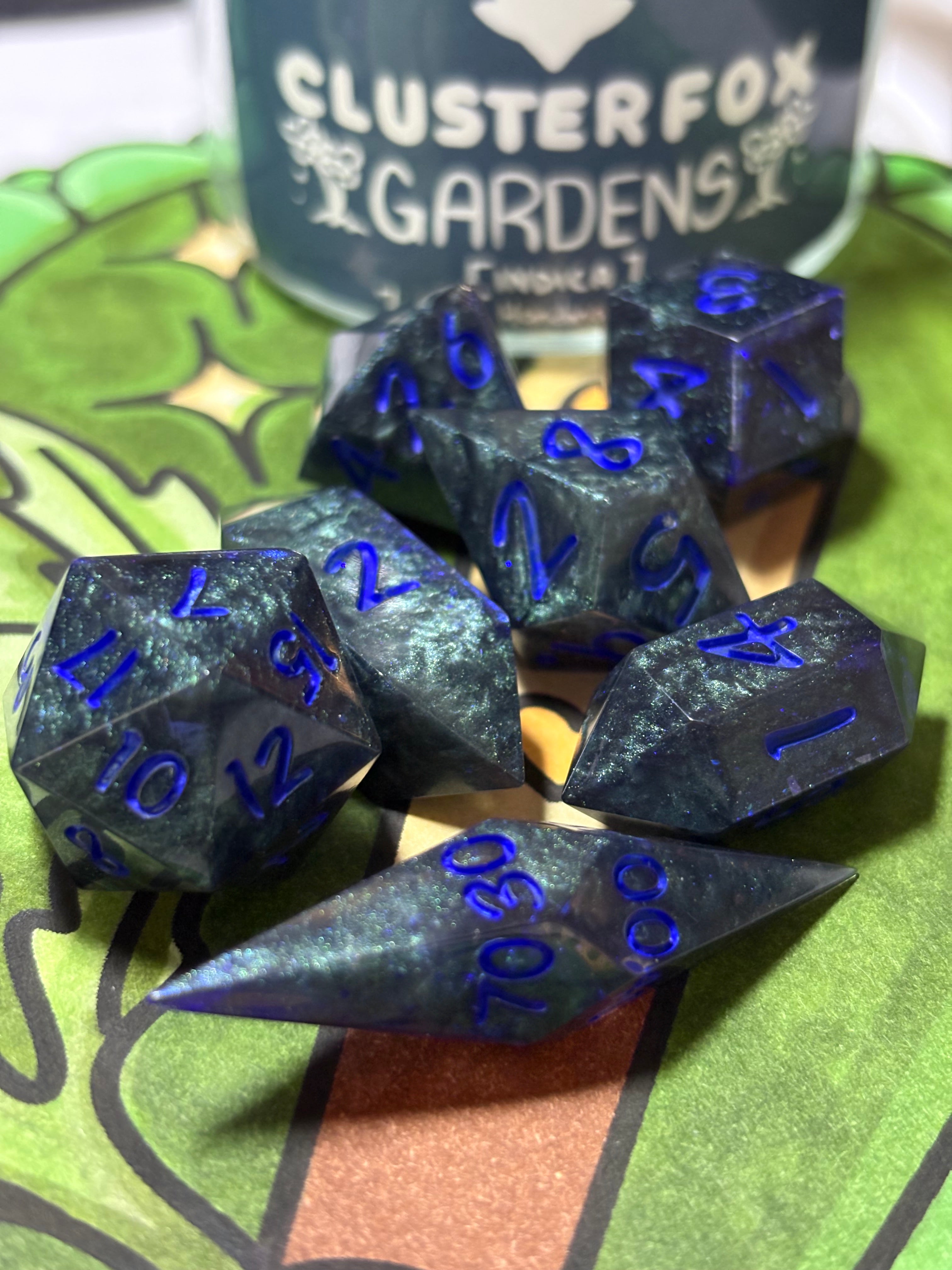 7-Piece TTRPG Dice Set - Clusterfox Gardens Granddaddy Purple
