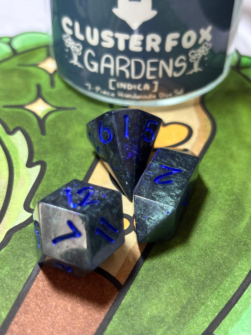 7-Piece TTRPG Dice Set - Clusterfox Gardens Granddaddy Purple