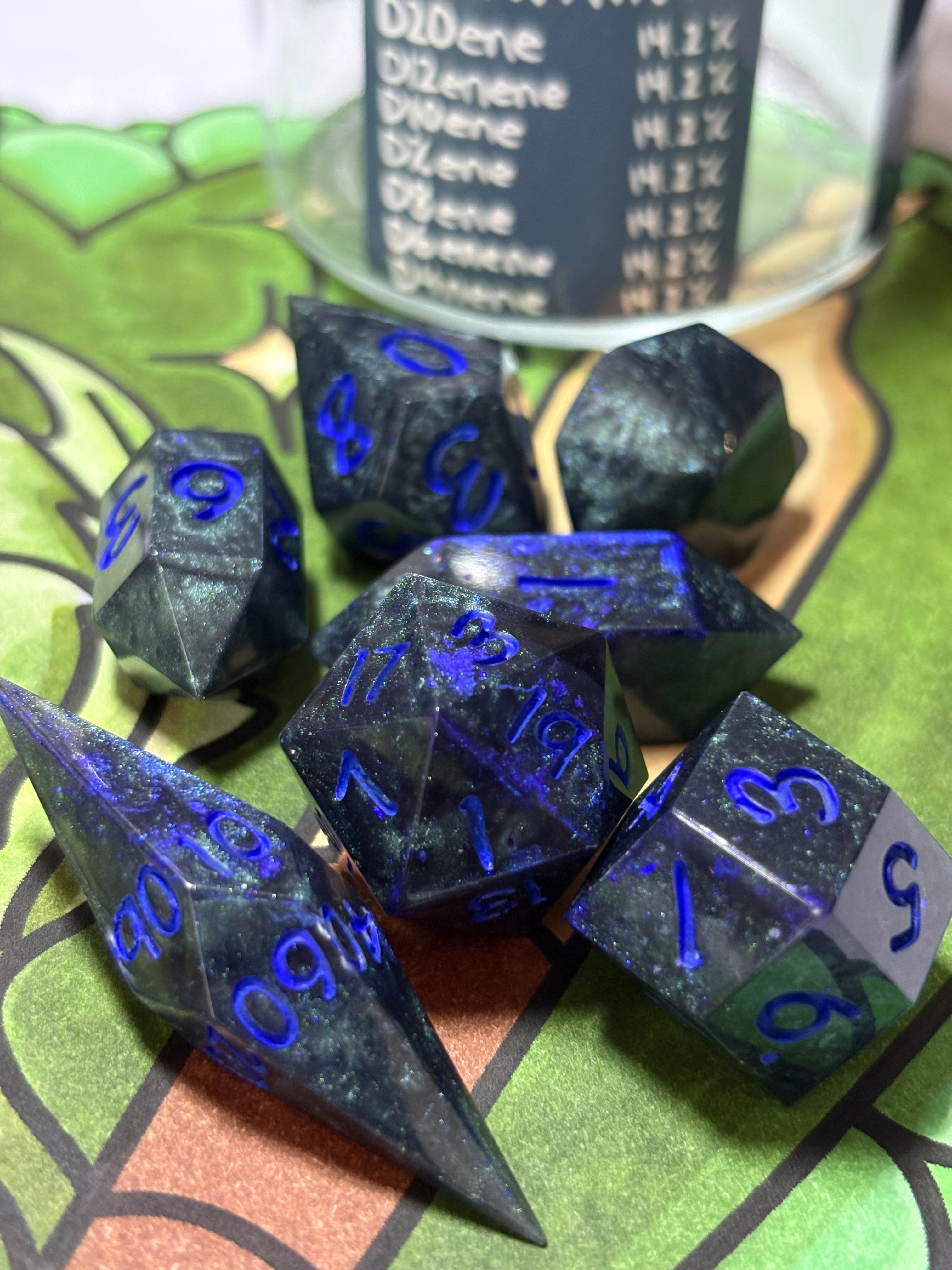 7-Piece TTRPG Dice Set - Clusterfox Gardens Granddaddy Purple