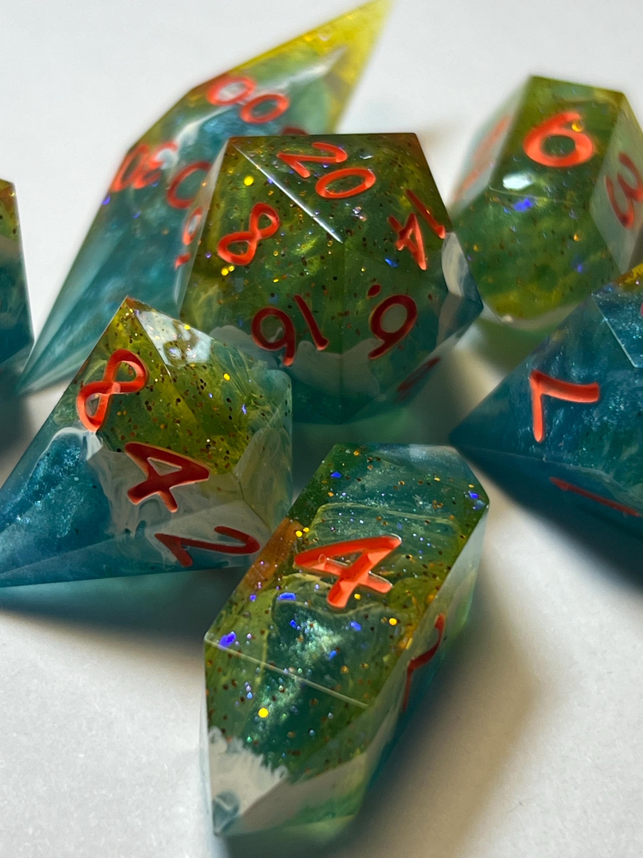 7-Piece TTRPG Dice Set - Tidepool of Drowned Safety Cone