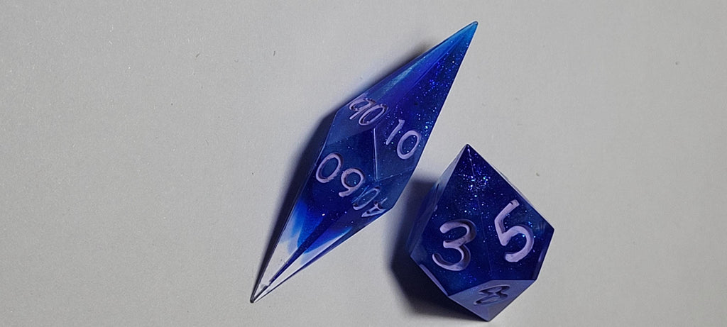 7-Piece TTRPG Dice Set - A Bolder, Bluer Blue (Also Because of Capitalism)