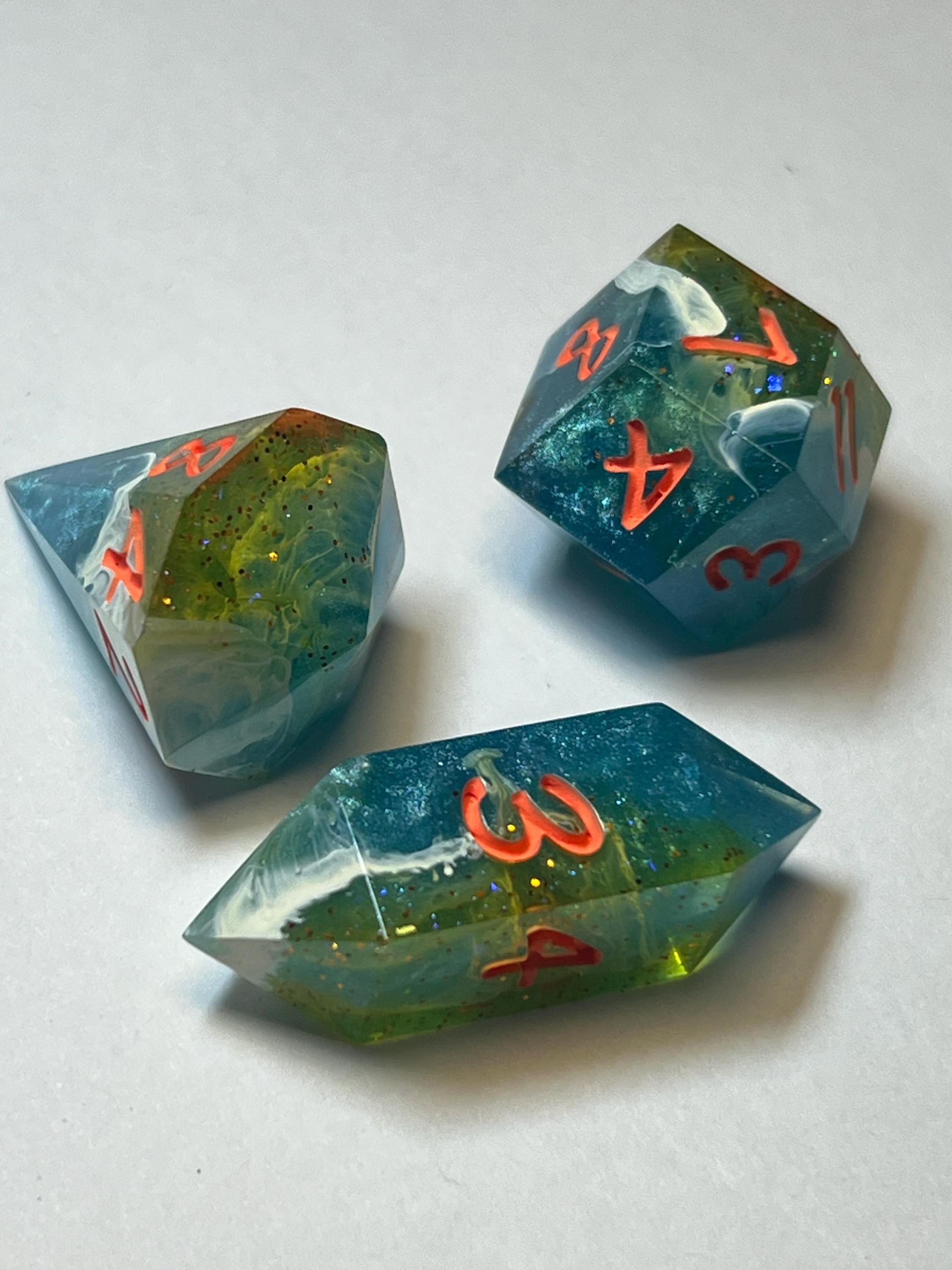 7-Piece TTRPG Dice Set - Tidepool of Drowned Safety Cone