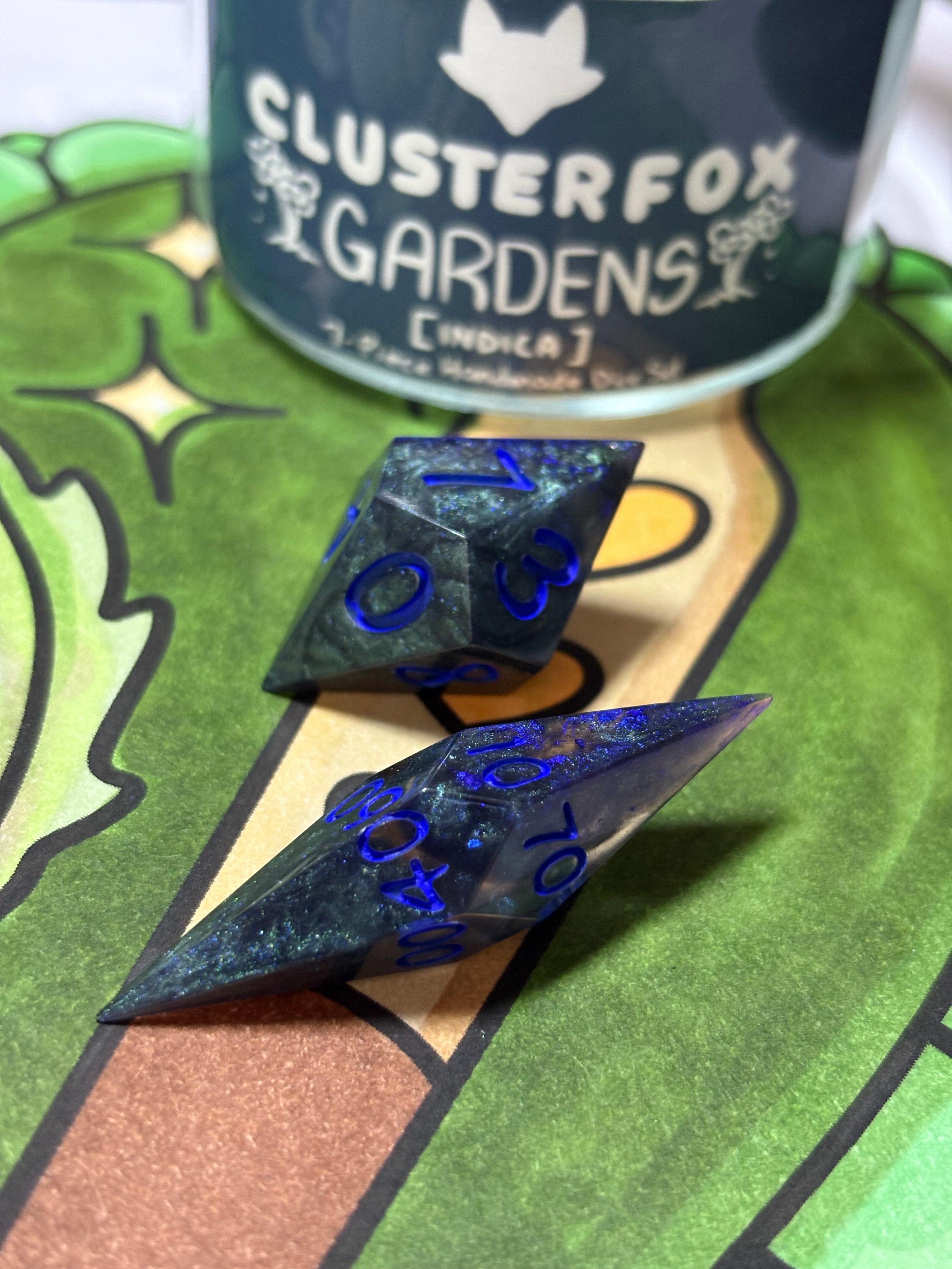 7-Piece TTRPG Dice Set - Clusterfox Gardens Granddaddy Purple