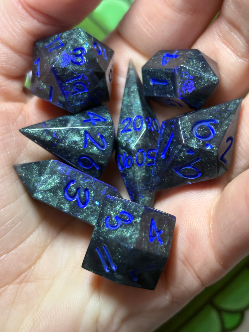7-Piece TTRPG Dice Set - Clusterfox Gardens Granddaddy Purple