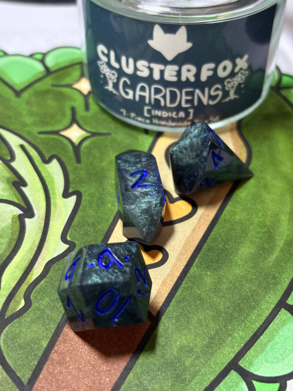 7-Piece TTRPG Dice Set - Clusterfox Gardens Granddaddy Purple
