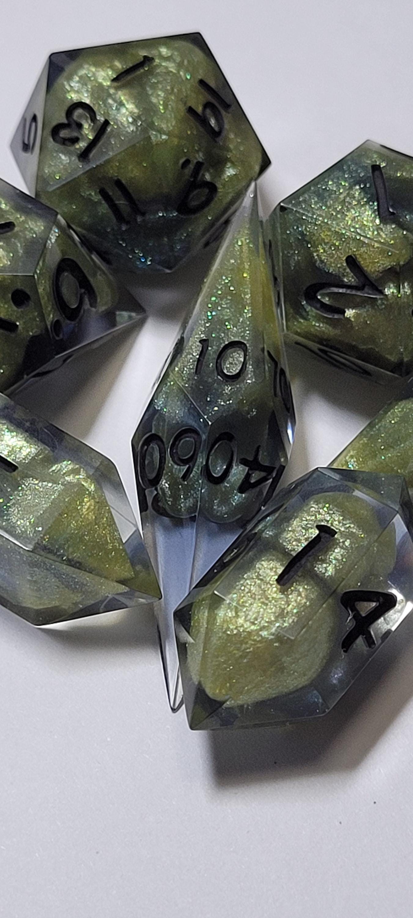 7-Piece TTRPG Dice Set - Natural Glow