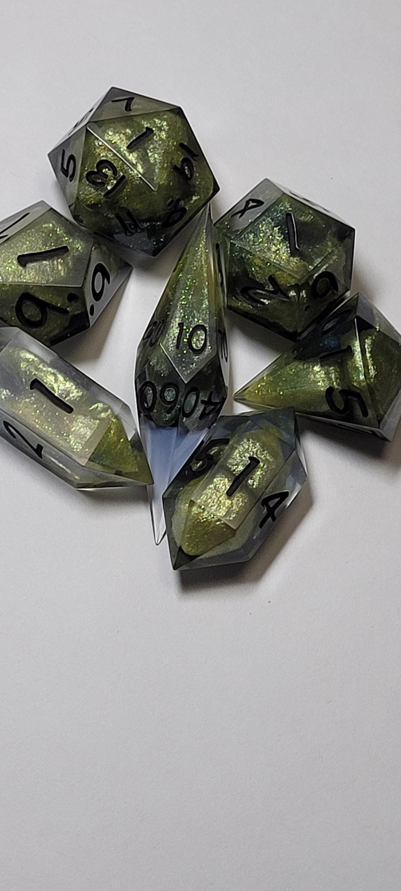 7-Piece TTRPG Dice Set - Natural Glow