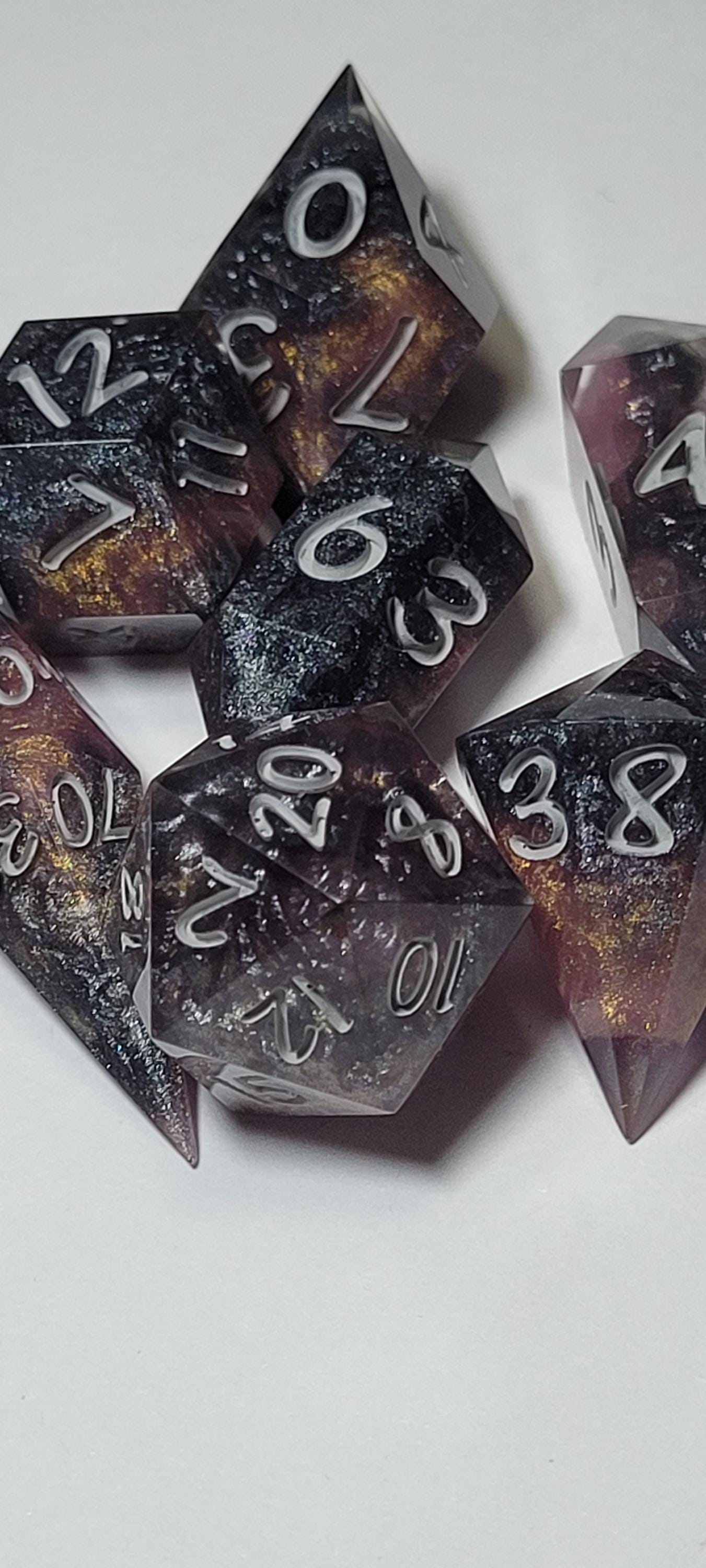 7-Piece TTRPG Dice Set - Warm Steel