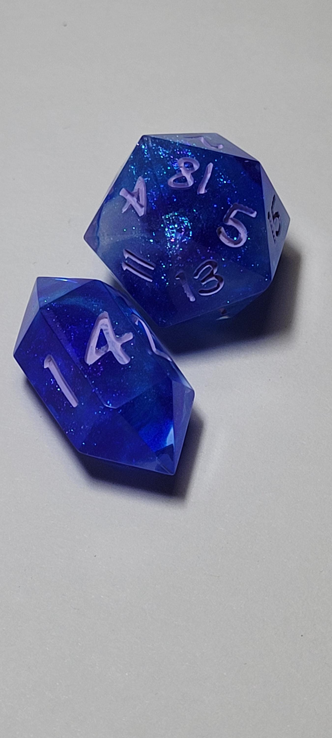 7-Piece TTRPG Dice Set - A Bolder, Bluer Blue (Also Because of Capitalism)