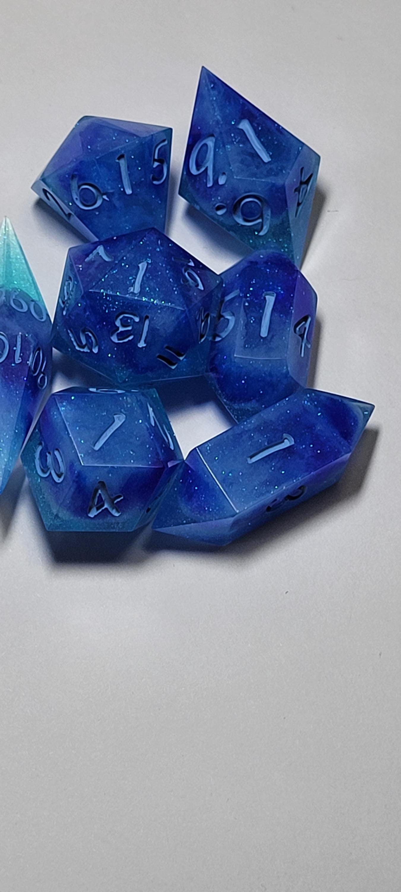 7-Piece TTRPG Dice Set - Just A Little Blue (Because of Capitalism)