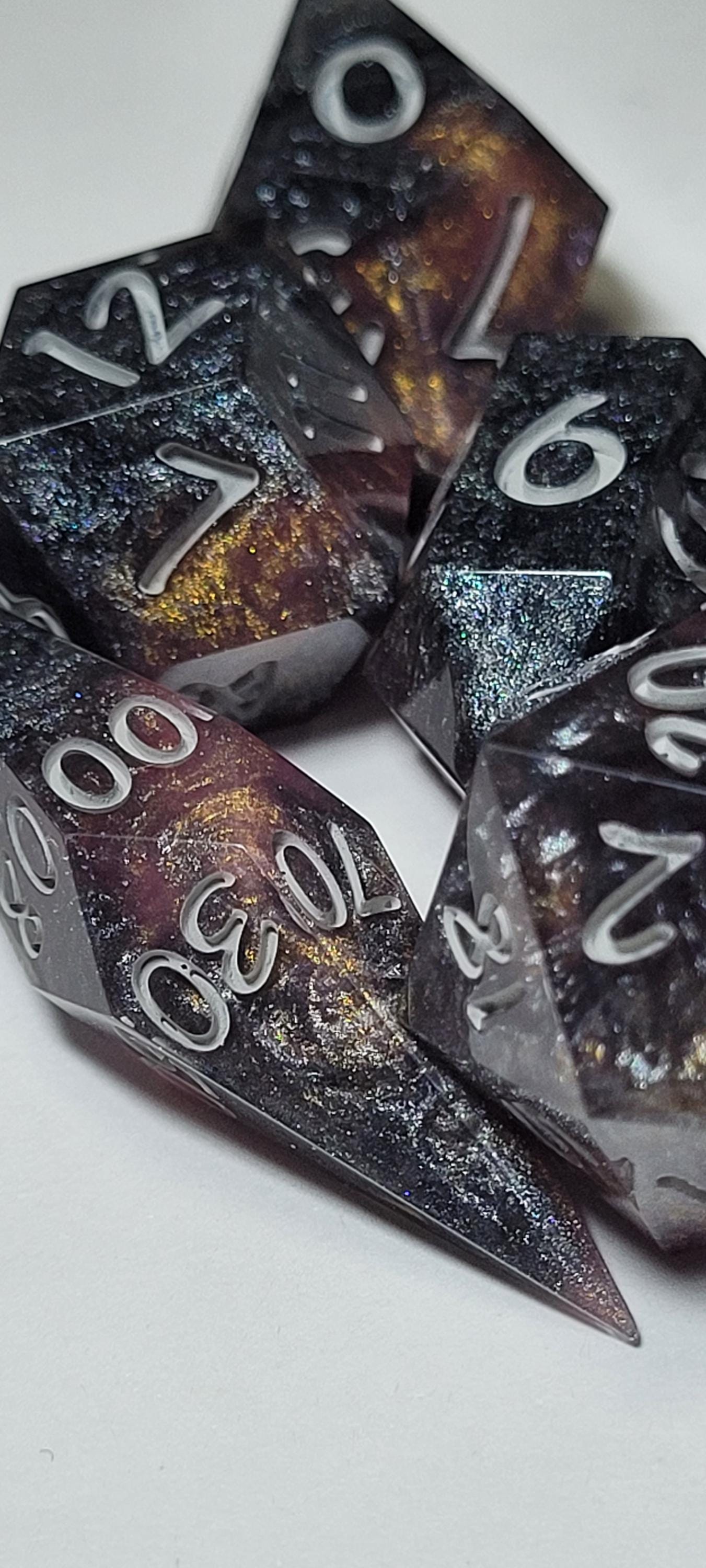 7-Piece TTRPG Dice Set - Warm Steel
