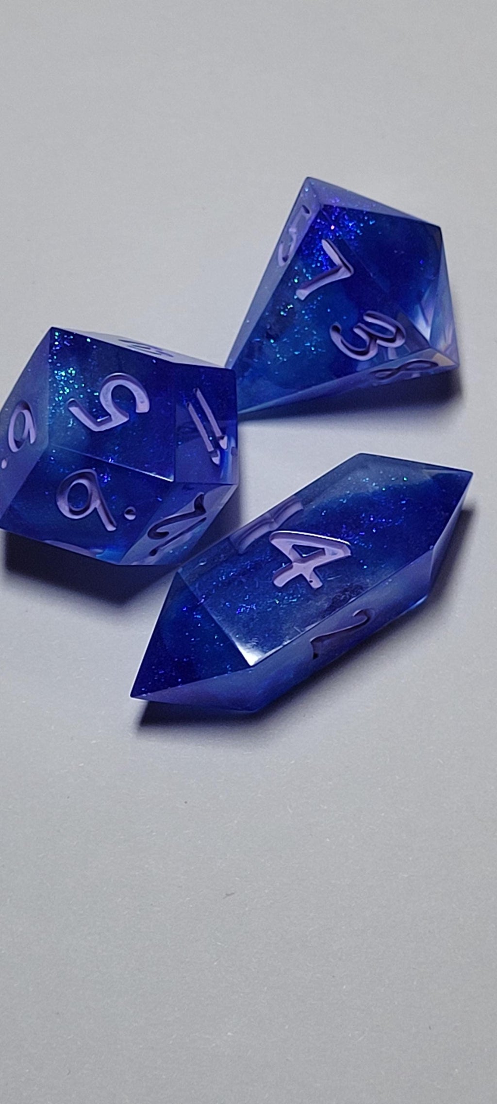 7-Piece TTRPG Dice Set - A Bolder, Bluer Blue (Also Because of Capitalism)